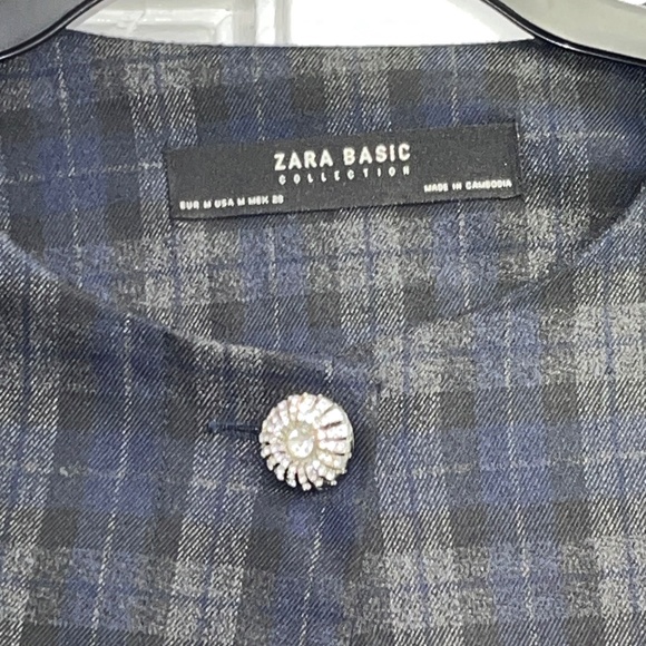 Zara "Black Watch'" (M) jacket with ruffle sleeves and rhinestone button - Picture 2 of 16